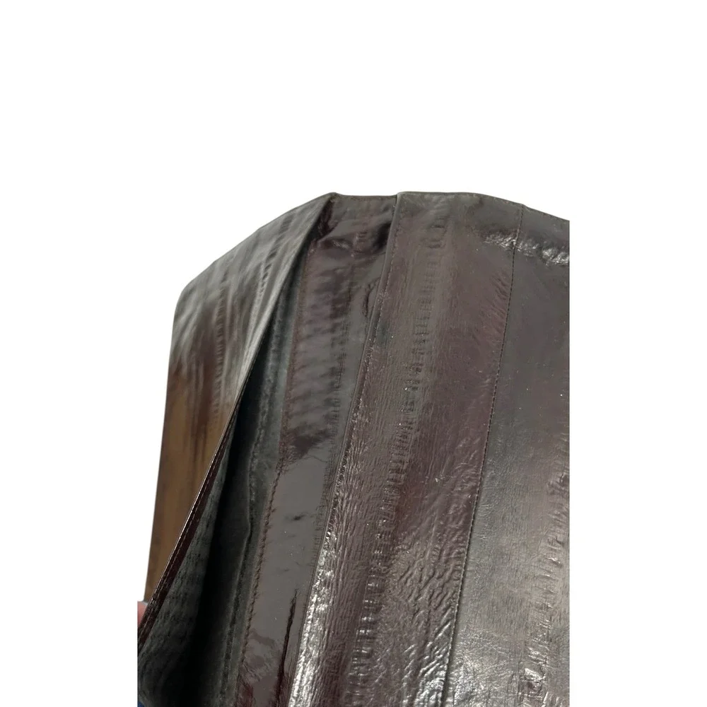Vintage Eel Skin checkbook cover dark Brown Genuine‎ Leather